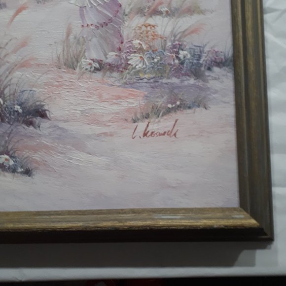 Oil Painting Original Signed by  Keswick - Girl on the Beach Seascape - Picture 3 of 5